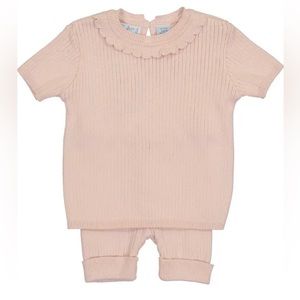 Feltman brothers lounge wear pajama shorts in pink knit baby set